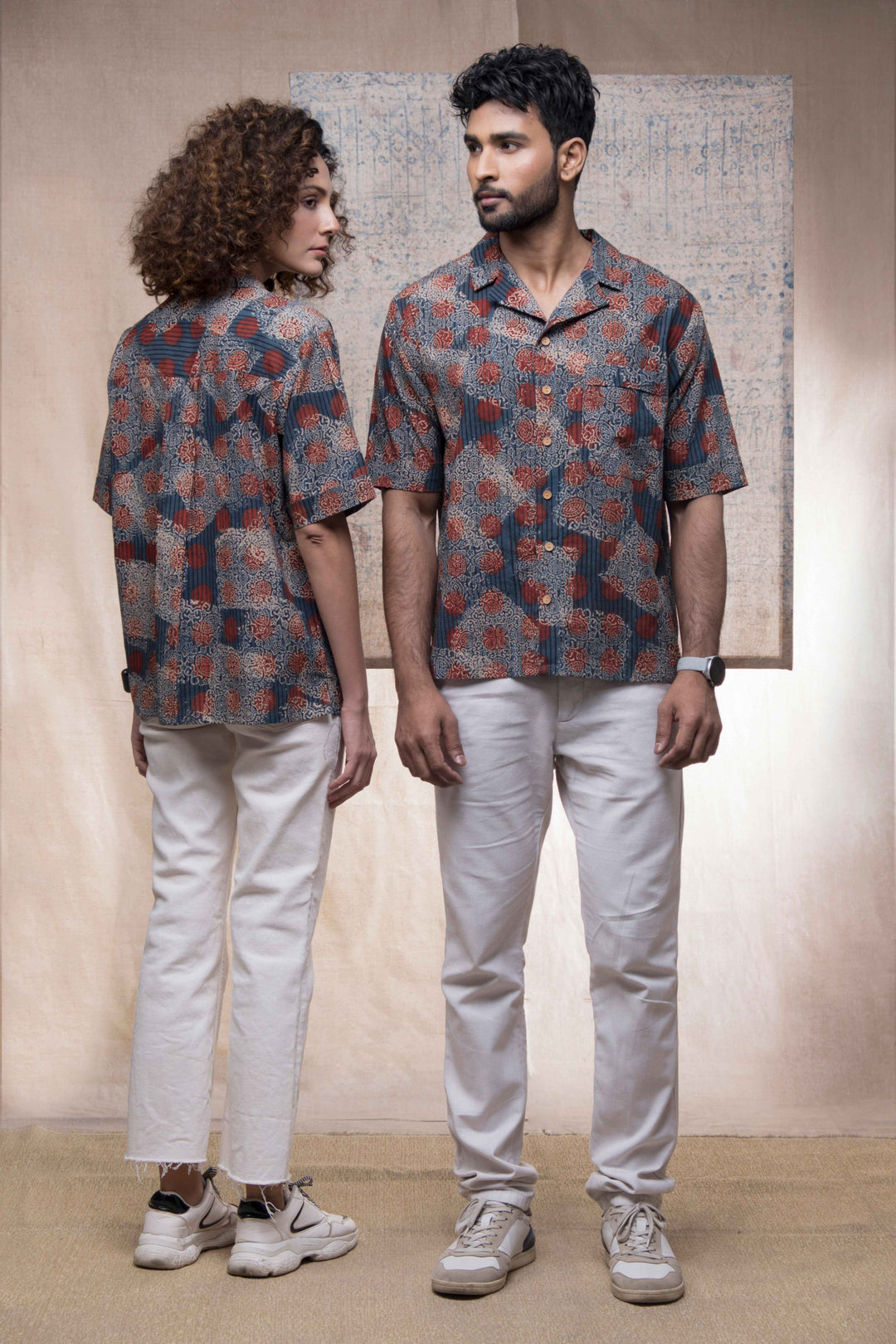 Hand block printed Ajrakh Allover holiday formal for men