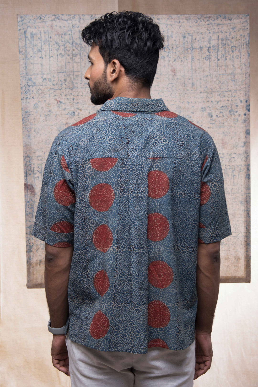 Hand block printed Ajrakh sky stopper holiday formal for men