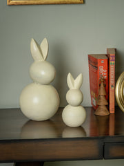 Araana Home Gosh - Set of 2 White Wooden Rabbits for Decor