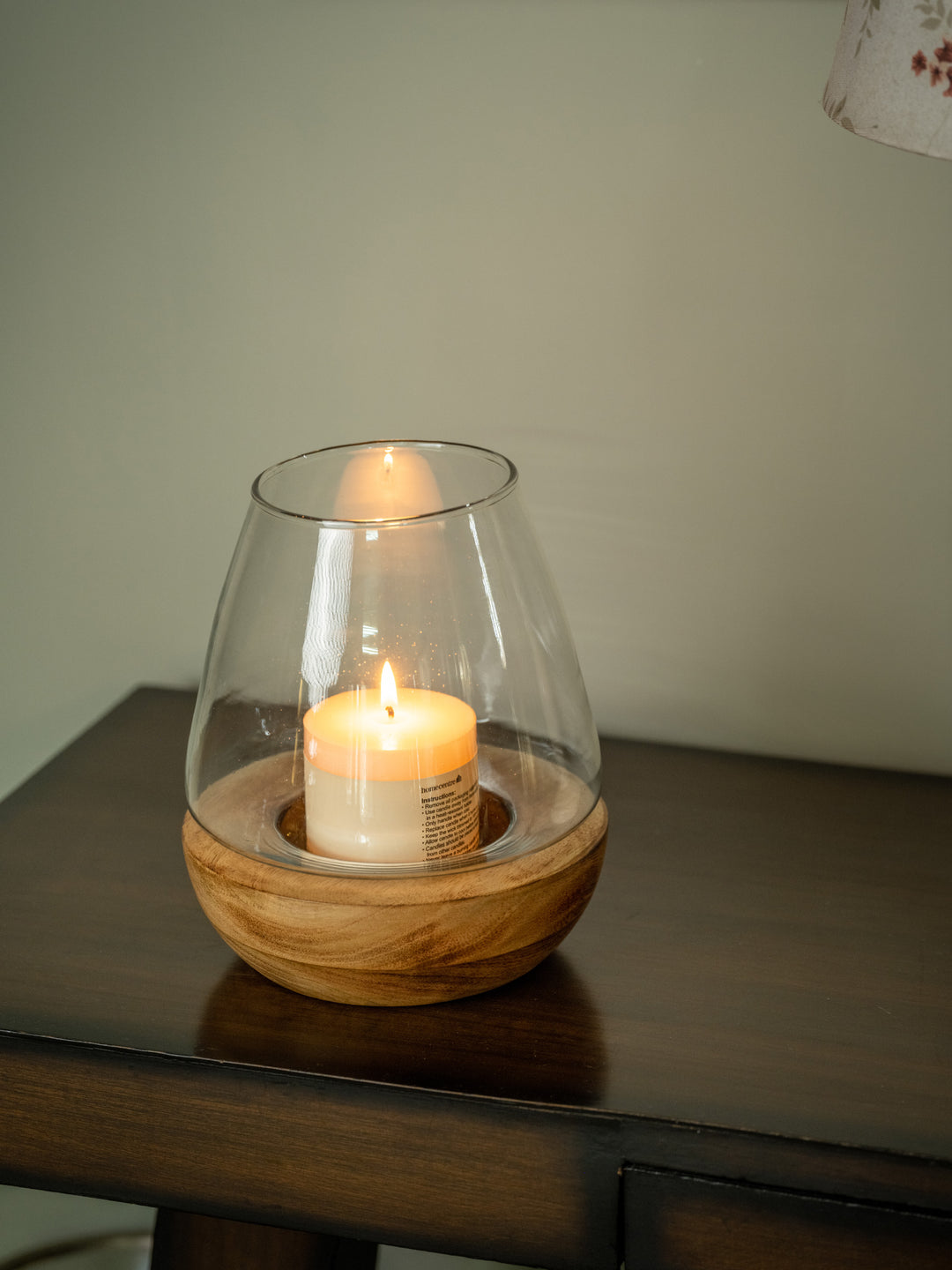 Araana Home Shamiyana Glass Dome Candle Holder | Mango Wood Base