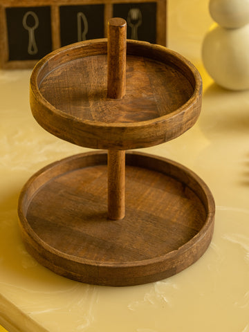 Araana Home Dohaar - Two Tiered Wooden Cake Stand
