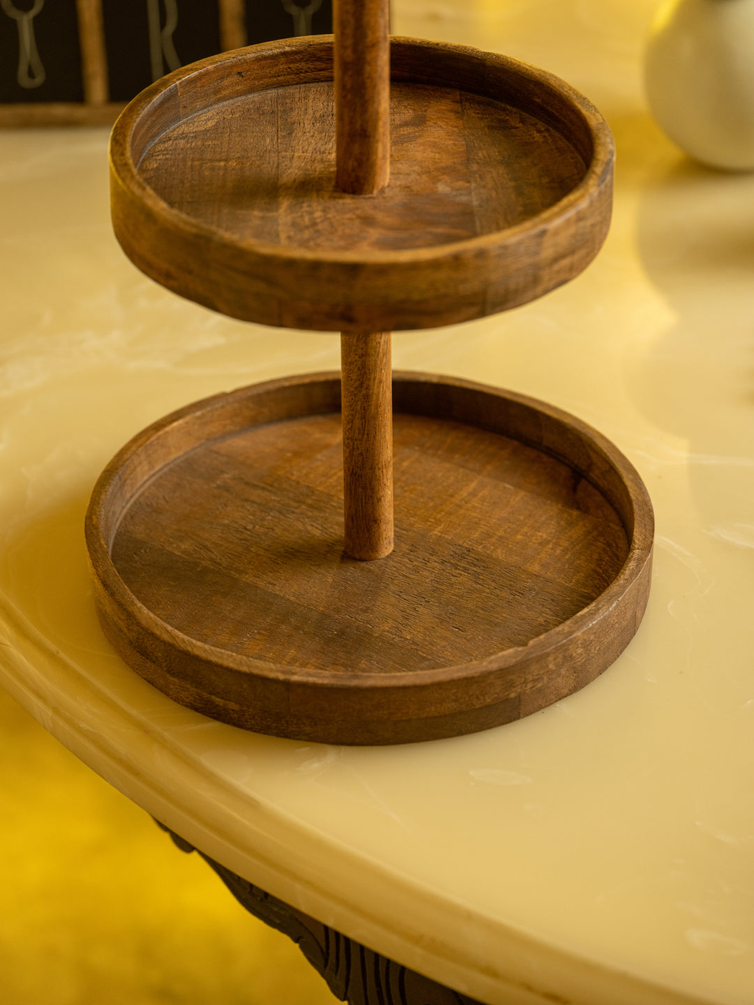 Araana Home Dohaar - Two Tiered Wooden Cake Stand