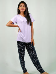 Lavender Sky Print Women's Pajamas Set in TENCEL™