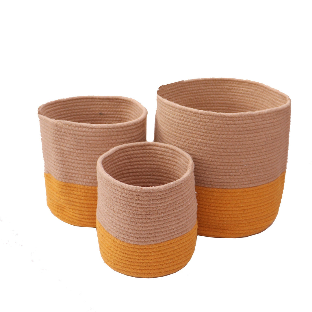 Dual tone Jute Baskets (Yellow)