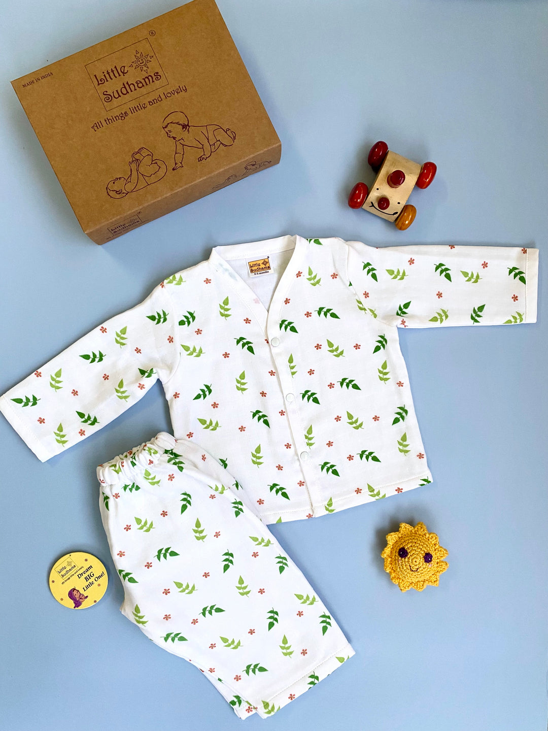 Little Sudhams Organic Cotton Muslin Baby Full-Sleeve Set