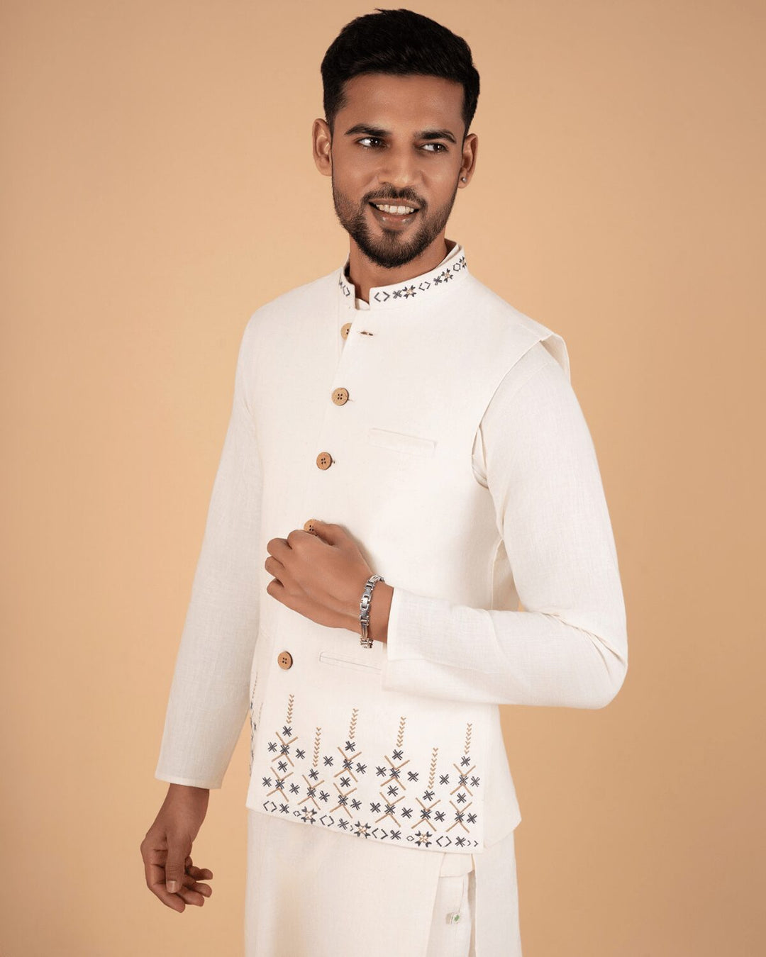 Natural Raw Embroidered Koti
