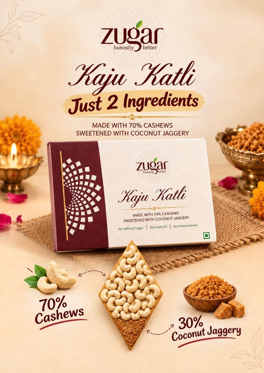Zugar Vegan Kaju Katli | 70% Cashew, No Refined Sugar | 200g