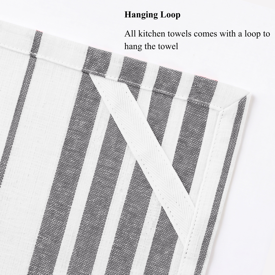 Striped & Checked Cotton Dish Towels ( Set of 3)