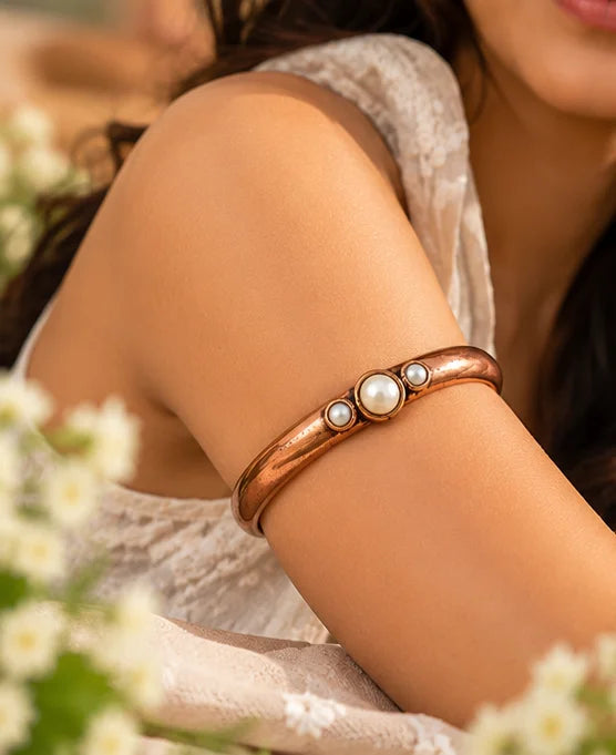 Bamboology Trends Copper Armlet with Pearl Beads | Cuff Design
