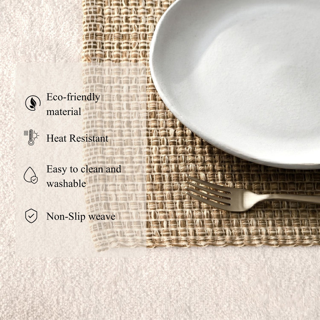 Country Village Cotton Placemats - Woven Weaved Design