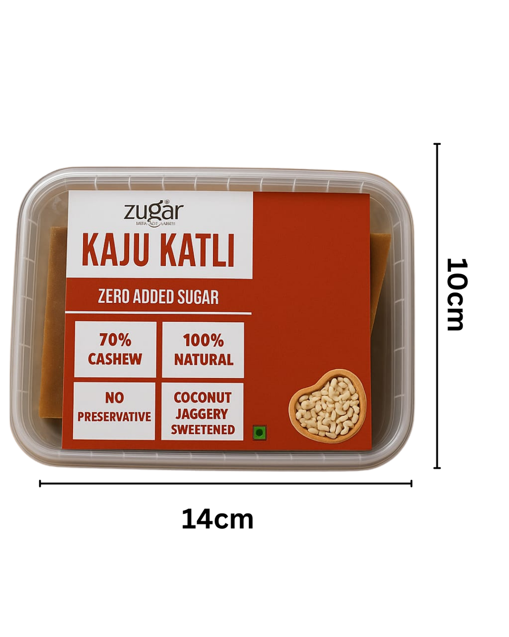 Zugar Vegan Kaju Katli | 70% Cashew, No Refined Sugar | 200g