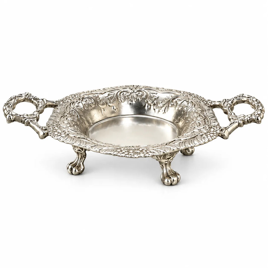Alankaar Brass Trinket Tray | Flourish Multi-Use Tray Limited Edition | Silver Finish 
