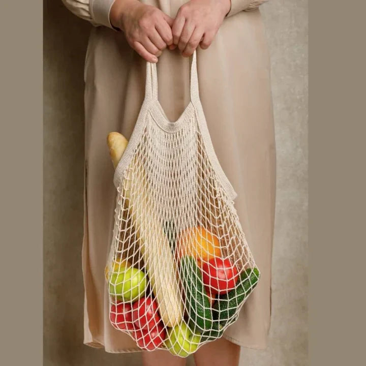 ONEarth Cotton Mesh Shopping Bag | GOTS Certified Organic Cotton | Pack of 2