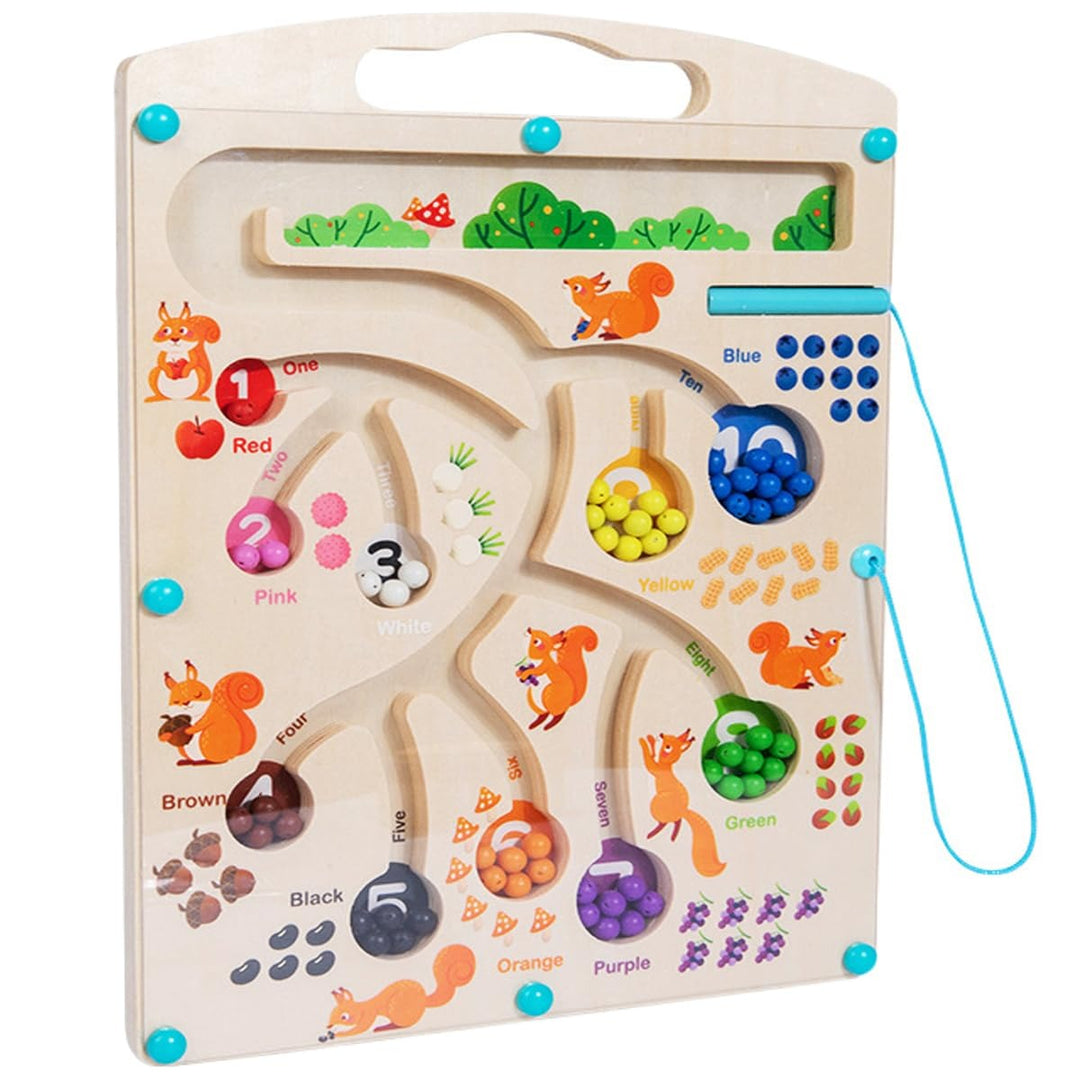 Wudly Wooden Magnetic Colour & Number Sorting Maze Board