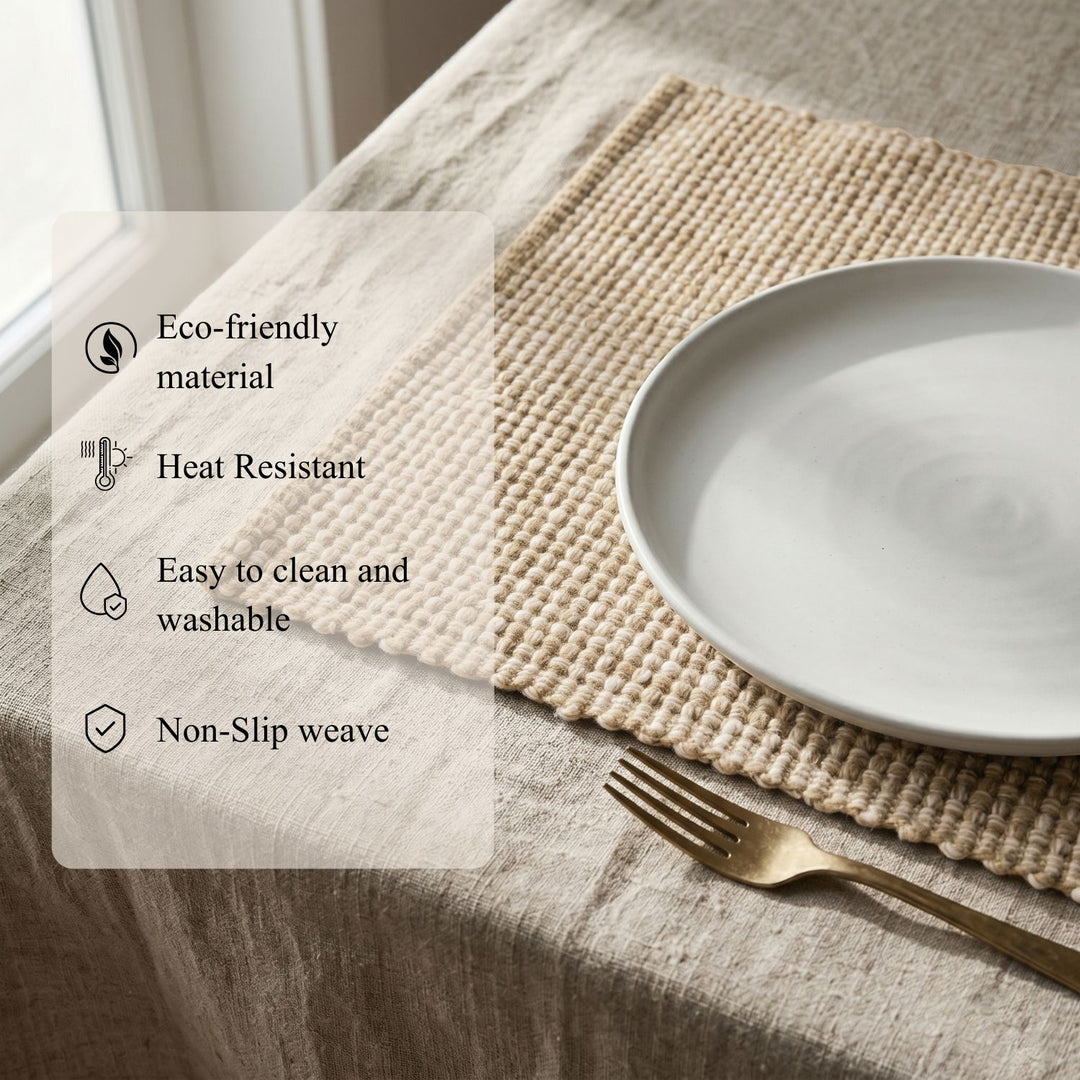 Country Village Cotton Placemats - Woven Weaved Design