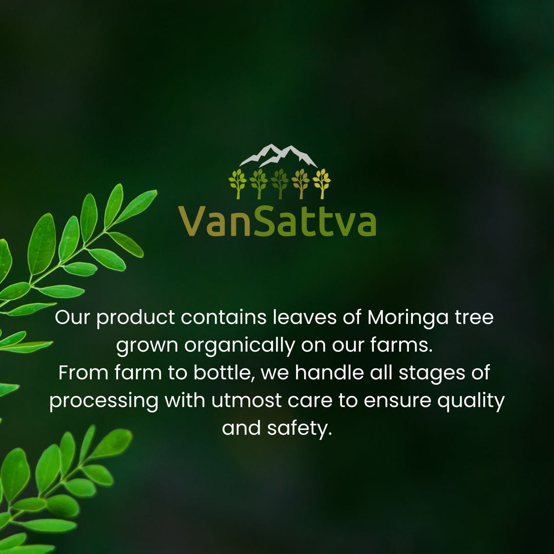 Vansattva Moringa Capsules 650mg – 100% Natural Immunity & Energy Support – Veg Capsules – 60 Count – Made in India