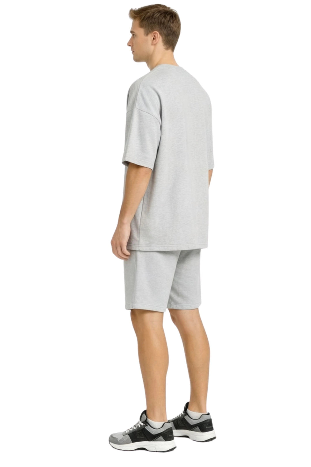 Men’s Bamboo Loungewear Set – Oversize T‑shirt & Shorts Combo | Premium Relaxwear | Gray