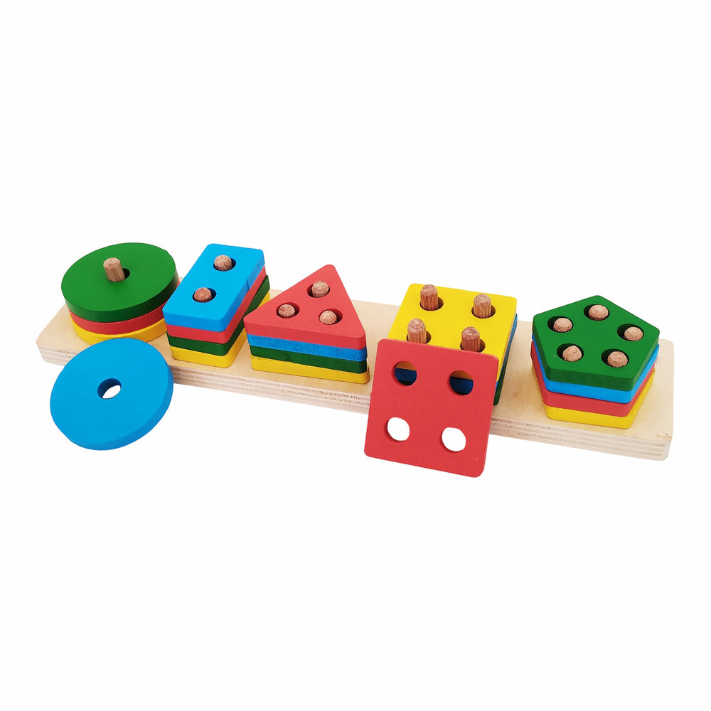 Wudly Wooden Sorting, Stacking & Plugging Toys