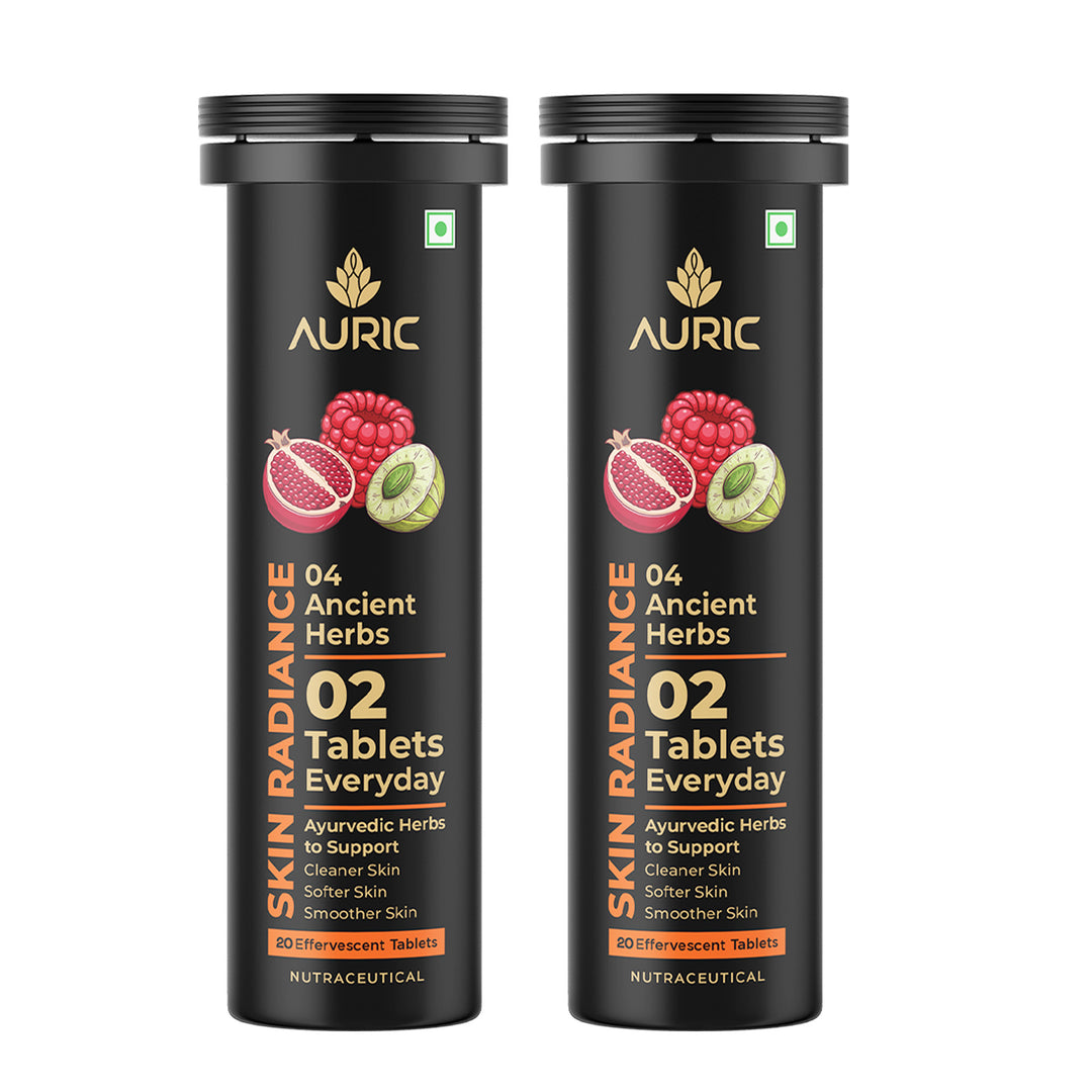 Auric Skin Radiance for Glow Skin Naturally Drinks 20 Tablets with Biotin, Amla, Pomegranate & Grape Seed Extract | Mixed Berries Flavour