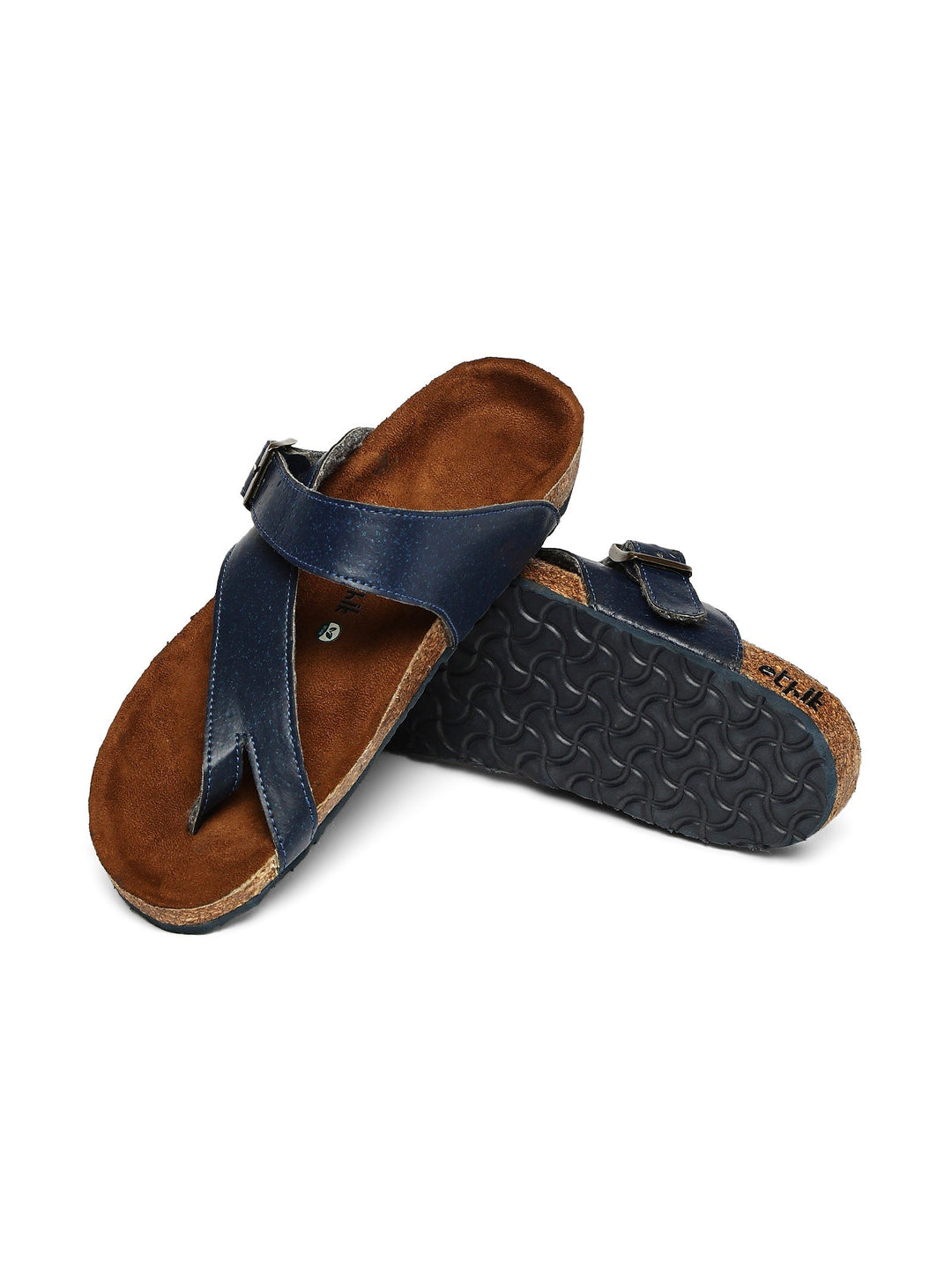 TUSK Navy Blue Cross-Strap Cork Footbed Sandals