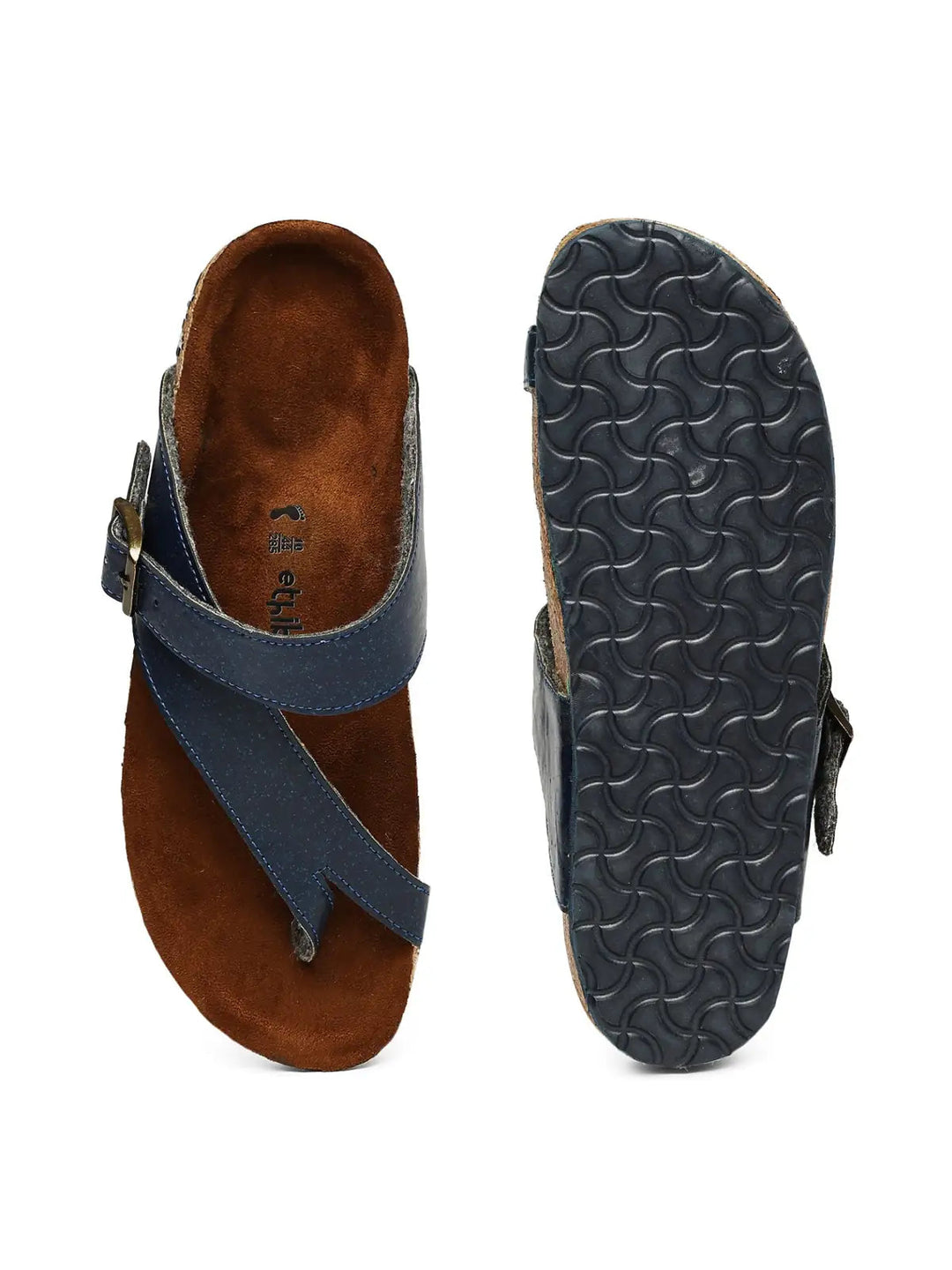 TUSK Navy Blue Cross-Strap Cork Footbed Sandals