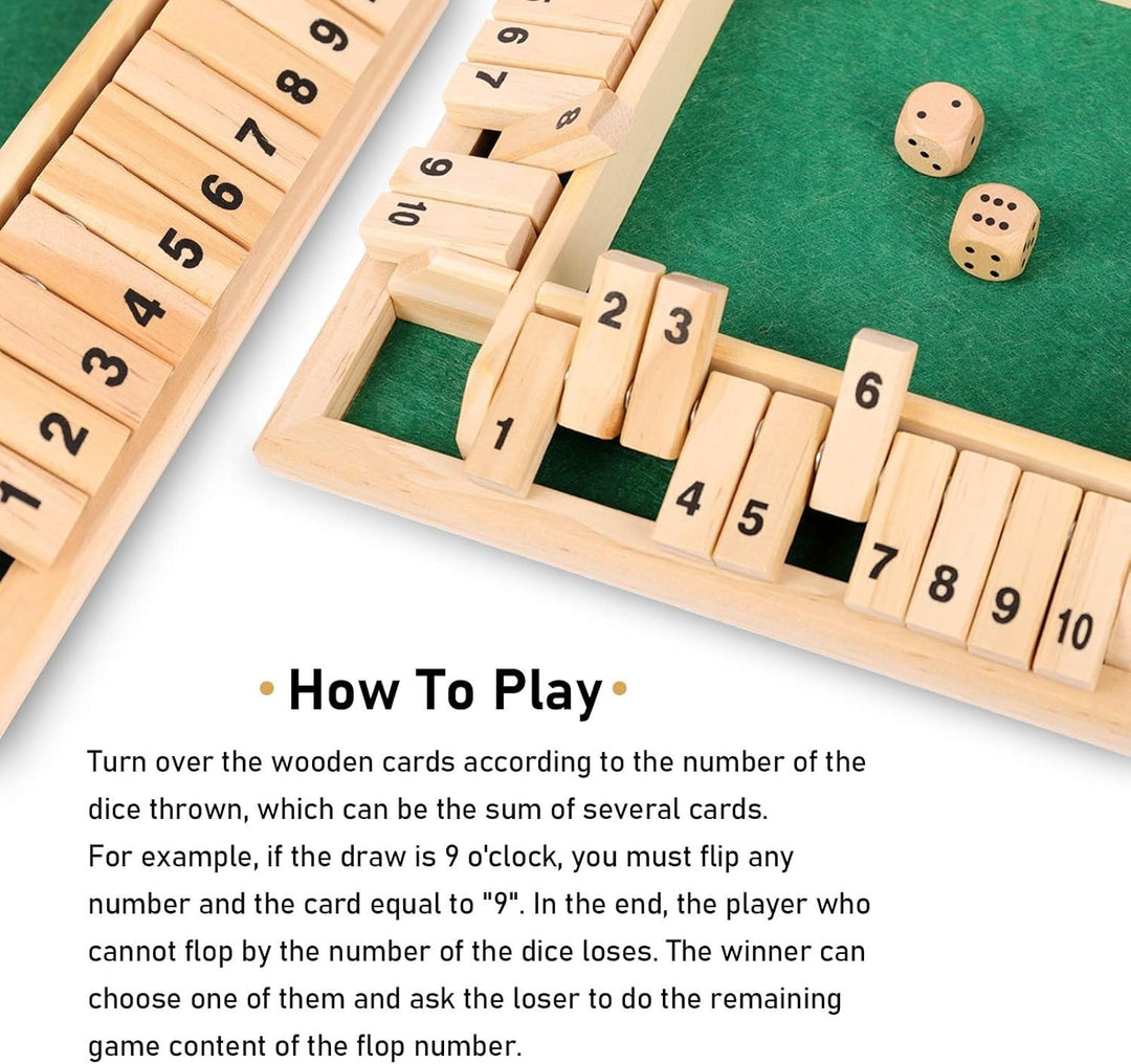 Wudly Wooden Classic Shut the Box Dice Game