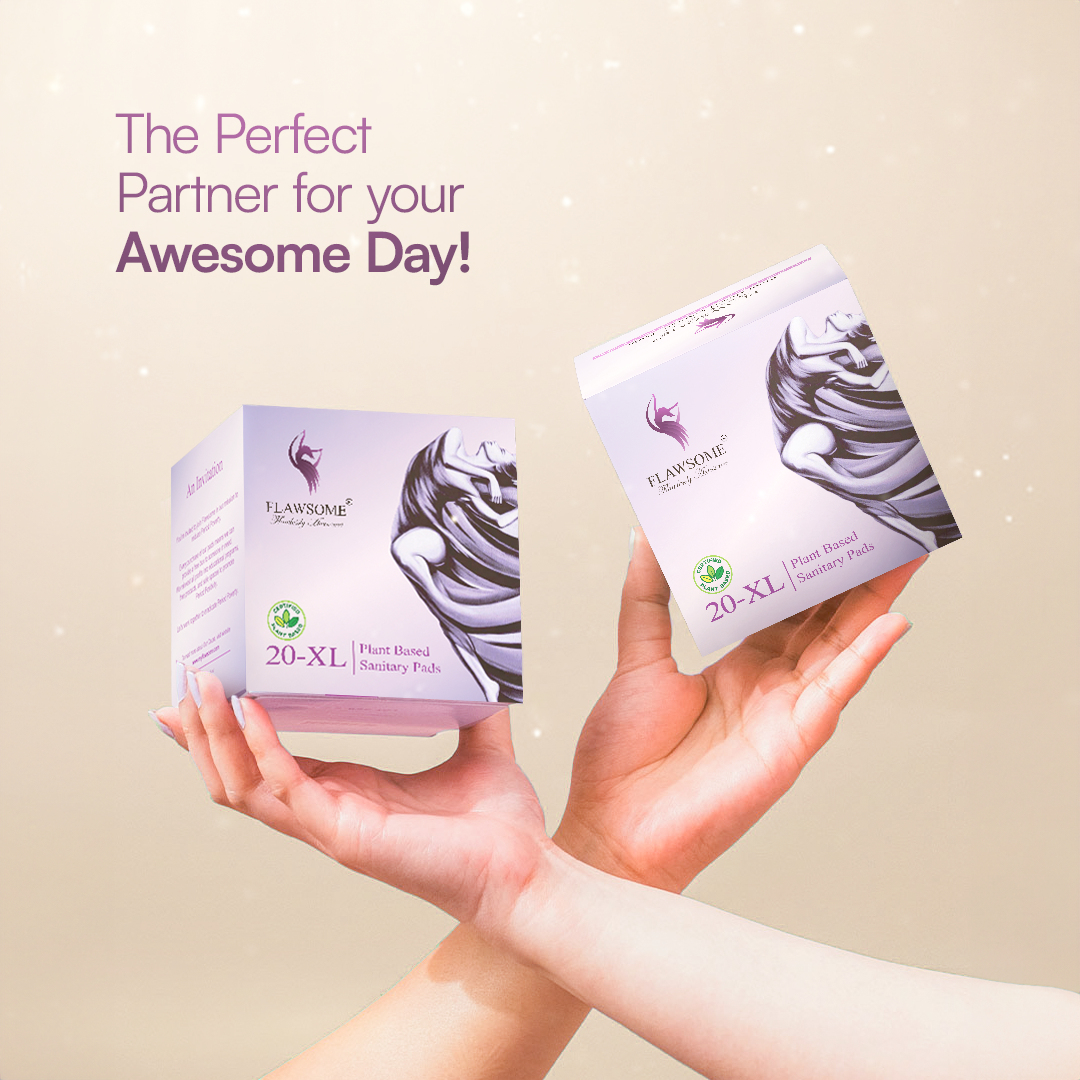 "Flawsome Period Care Combo – Extra Large Sensitive Skin | Pack of 30 Organic Cotton Panty Liners & 20 Sensitive Sanitary Pads (Size XXL) | Natural Plant Top Sheet | Rash-Free, Odour-Free & Chemical-Free "