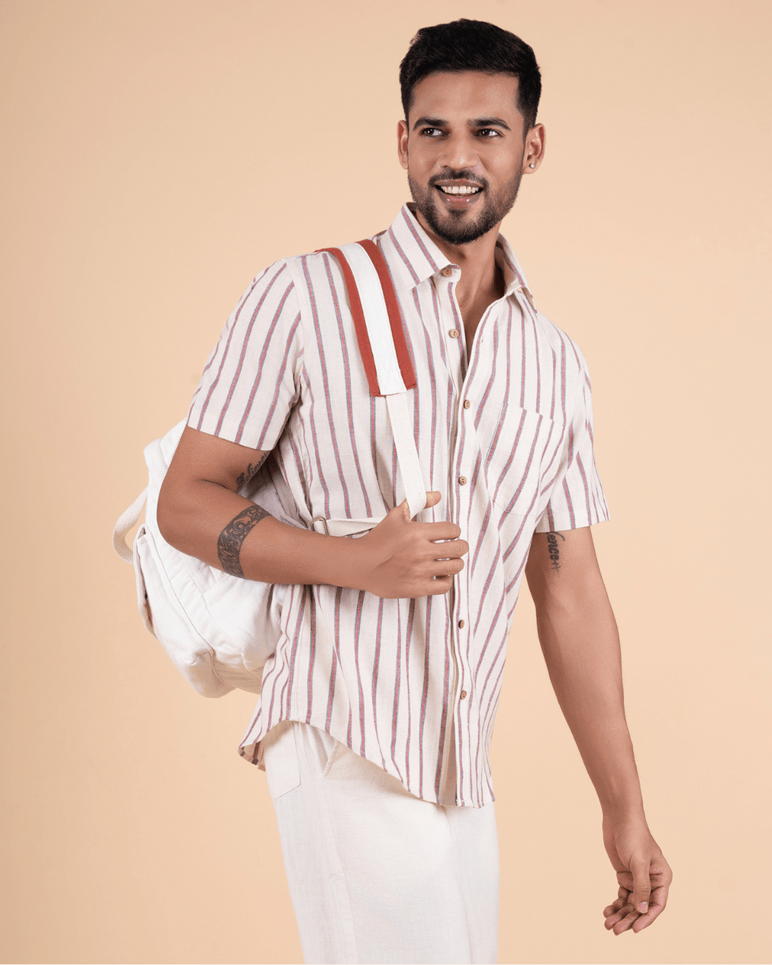Rustic Stripe Half Sleeve Shirt