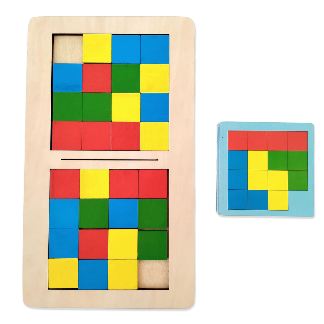 Wudly Toys Wooden Cube Battle Game | Colour Pattern Matching