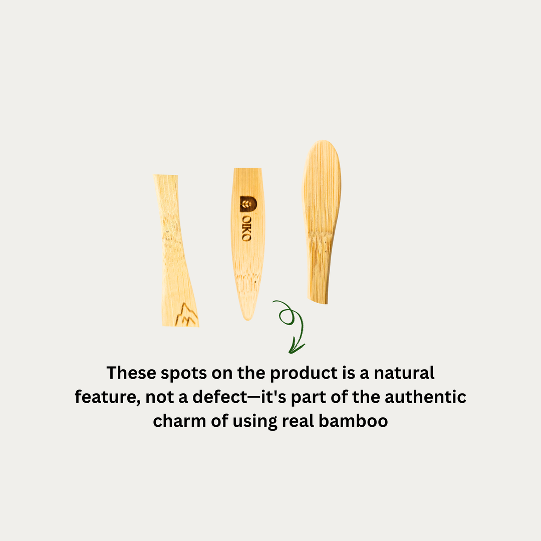 OIKO Bamboo Toothbrush with charcoal Bristles Adults pack of 4