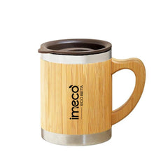 IMECO ECO-BETA Bamboo Coffee Mug 300 ml - Stainless Steel Travel Mug With Lid - BPA Free & Insulated