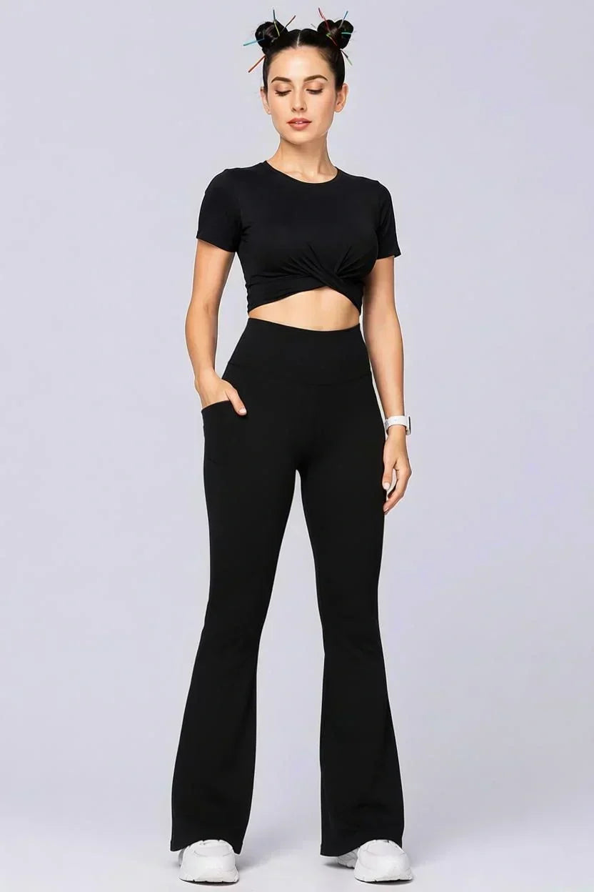 Women Bamboo Fabric Bell Bottom Yoga Pants | High Waist Bootcut Stretch Gym & Lounge Wear
