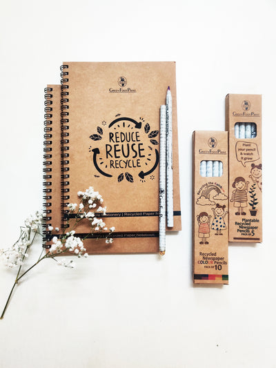 Stationery Kit | Plantable Note Book | Paper Pencils | Seed Colour Pencils