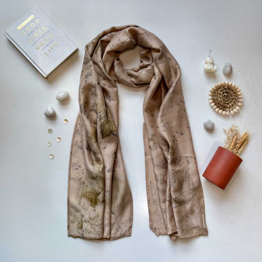 Eco - printed Blush Drift Scraf - Suspire