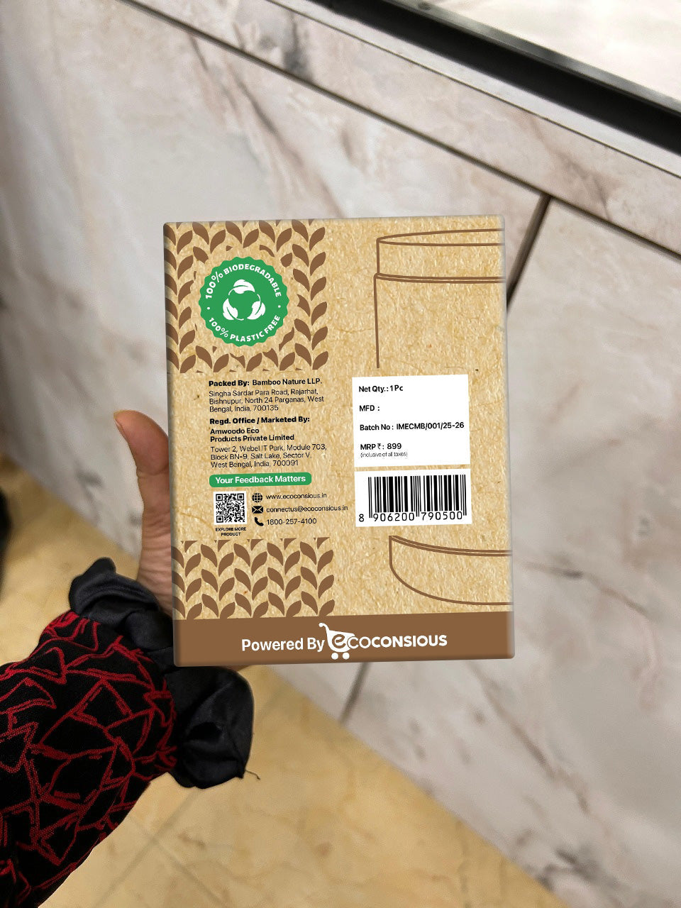 IMECO ECO-BETA Bamboo Coffee Mug 300 ml - Stainless Steel Travel Mug With Lid - BPA Free & Insulated