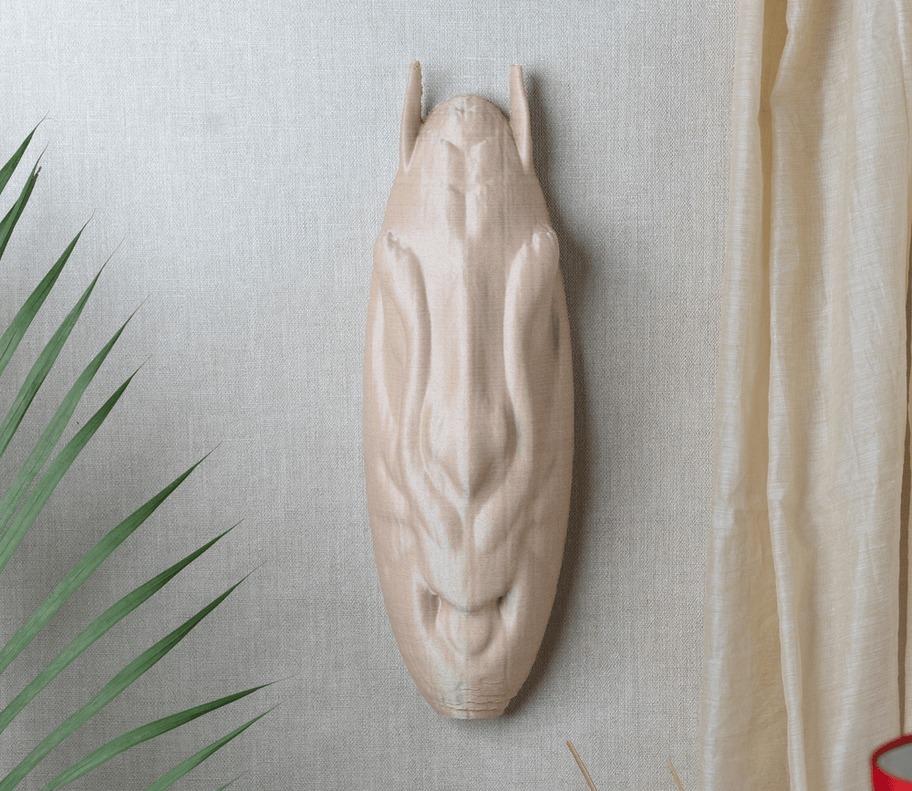 EcoDecor Cougar Vizard – Plant-Based Light Wood Wall Décor | Sustainable Wall Art