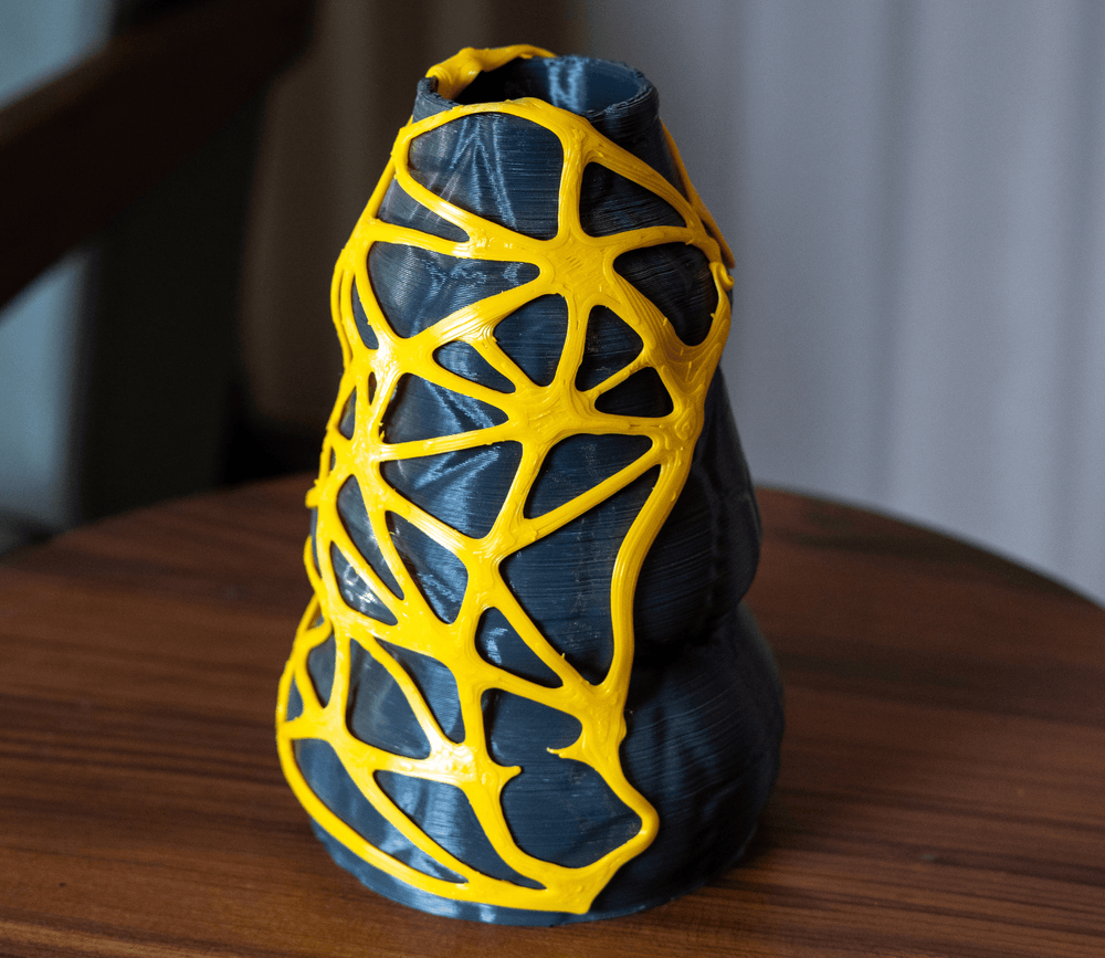 EcoDecor Immerse Amarvel – Plant-Based Grey & Yellow Vase | Sustainable Home Décor