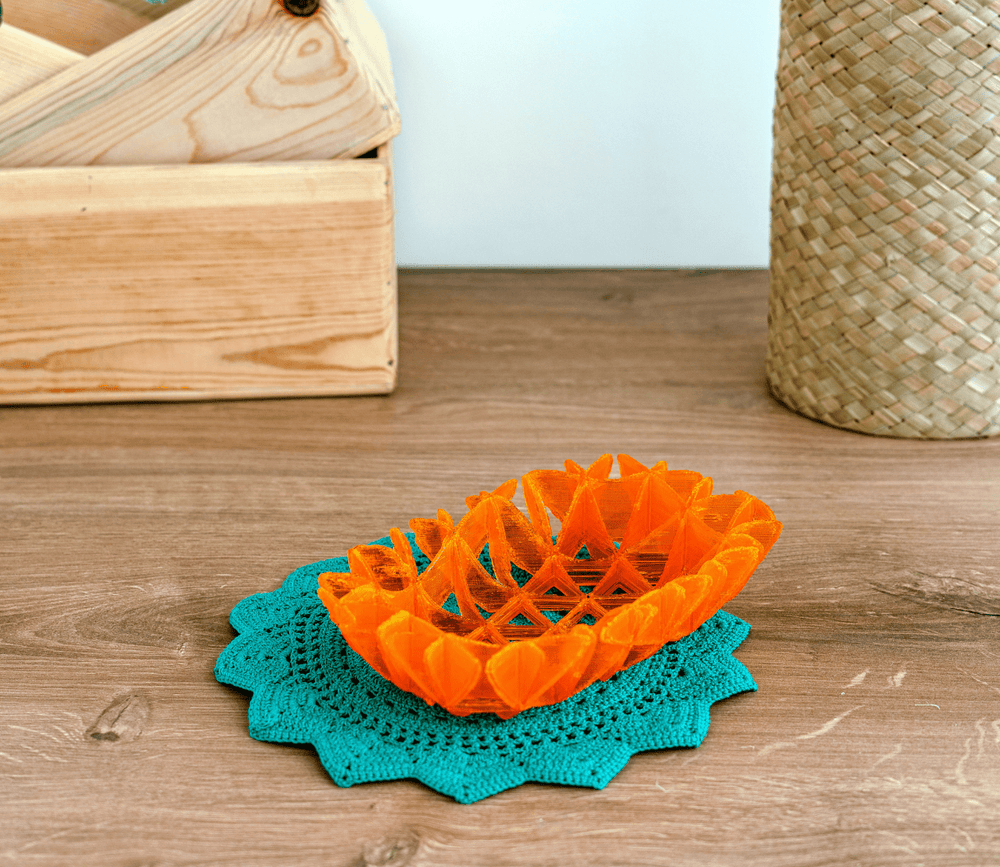 EcoDecor Mockup Vessel – Plant-Based Translucent Orange Tray | Sustainable Table Décor