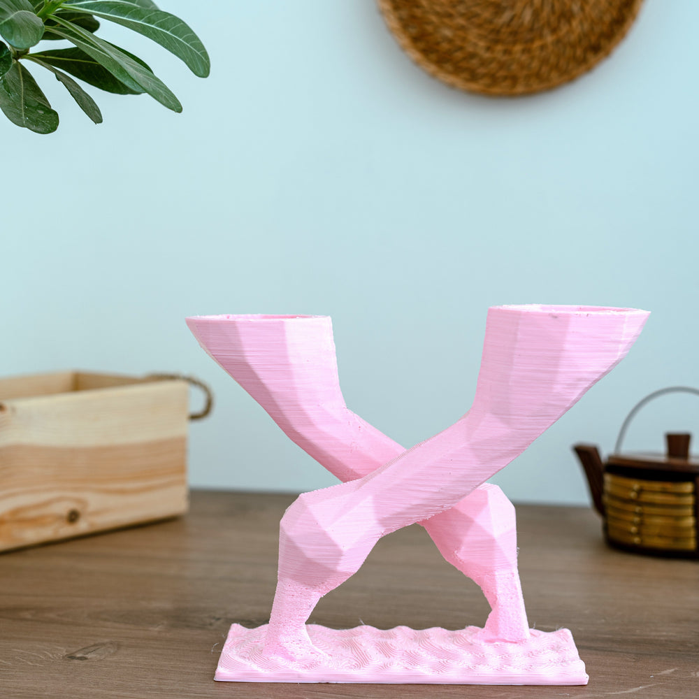 EcoDecor Secluded Flamboyance – Plant-Based Pastel Pink Sculpture | Eco-Friendly Décor