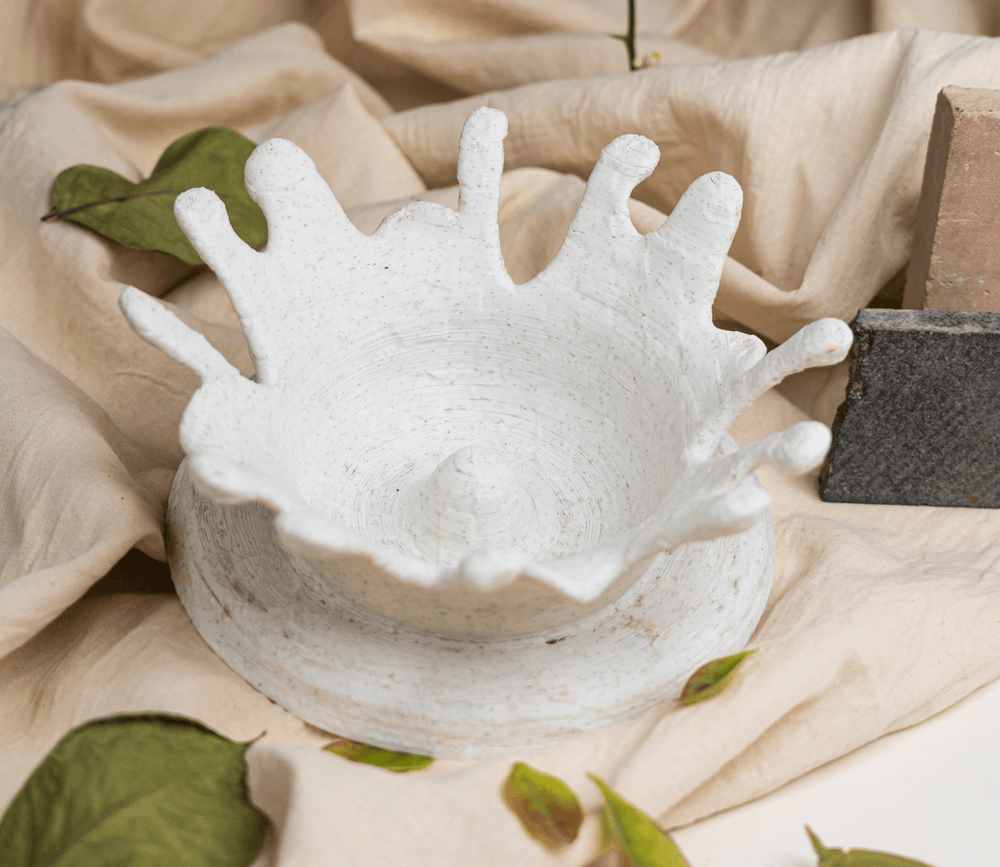EcoDecor Stone Splash – Plant-Based Marble White Bowl | Sustainable Home Décor