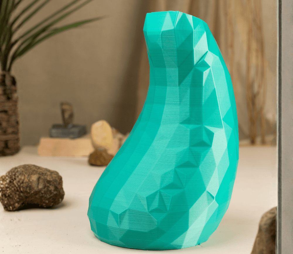 EcoDecor Upturned Comma – Plant-Based Seafoam Green Vase | Sustainable Home Décor