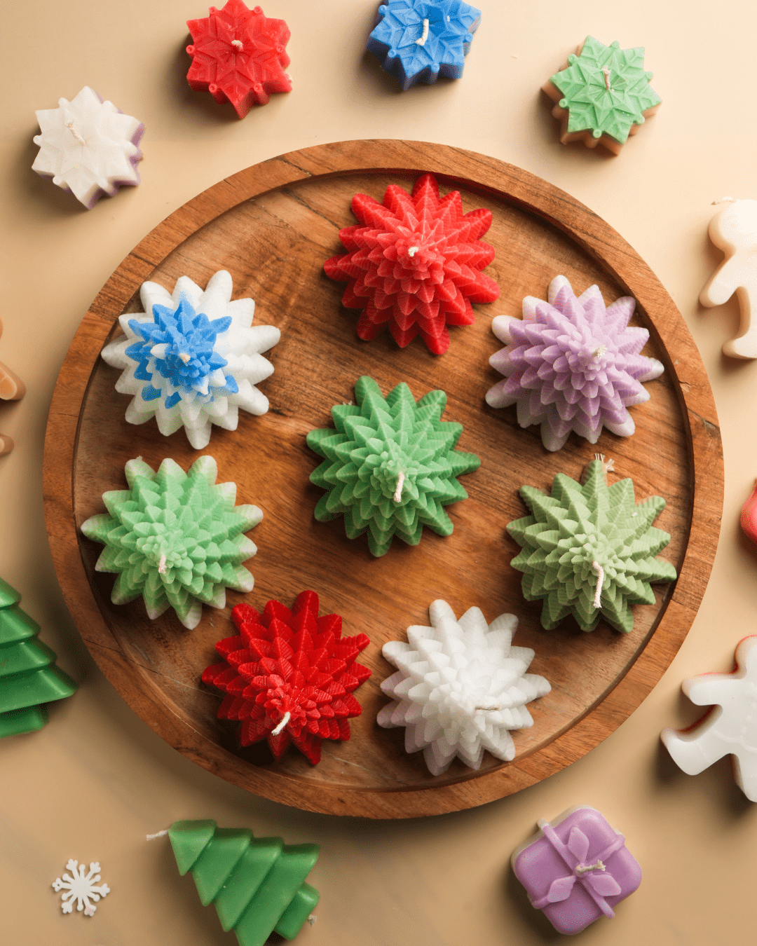 Ecokari Holiday Pine Tree Soy Candle – Handmade & Colorful (3 Inch) - Suspire