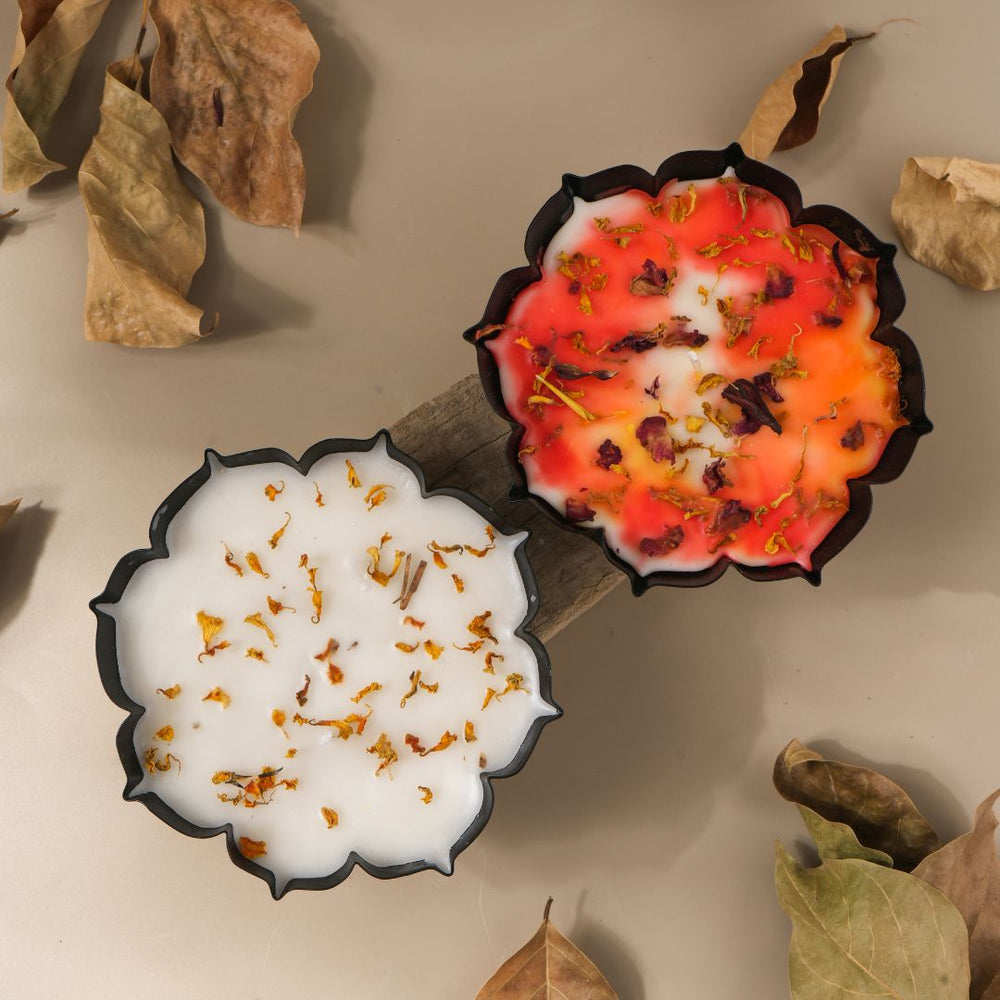 Ecokari Luxury Soy Wax Candle Set in Designer Metal Urlis | Eco-Friendly Festive & Home Décor