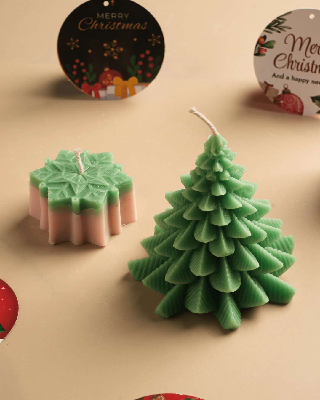 Ecokari Winter Wonderland Candle Set – Christmas Tree & Snowflake - Suspire