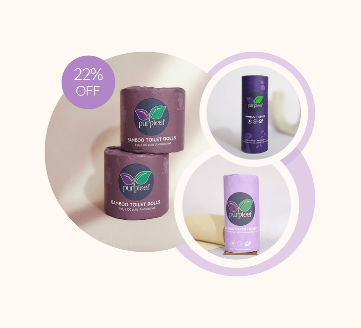 EcoLuxe Starter Kit by Purpleef | TrueFiber | 2 Paper Towels, 4 Toilet Rolls + Free Facial Tissue - Suspire