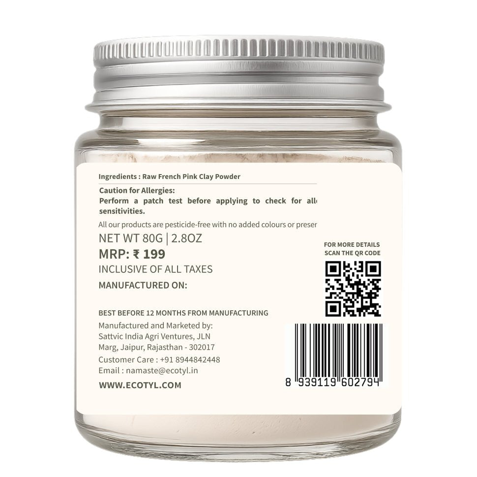 Ecotyl French Pink Clay | Gentle Detox Clay | Skin Brightening | 80g - Suspire