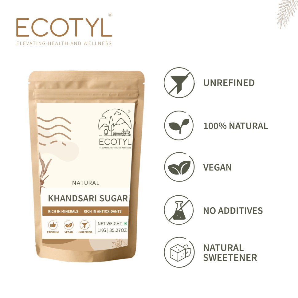 Ecotyl Khandsari Sugar | Unrefined Natural Sweetener | Rich in Minerals | 1kg - Suspire