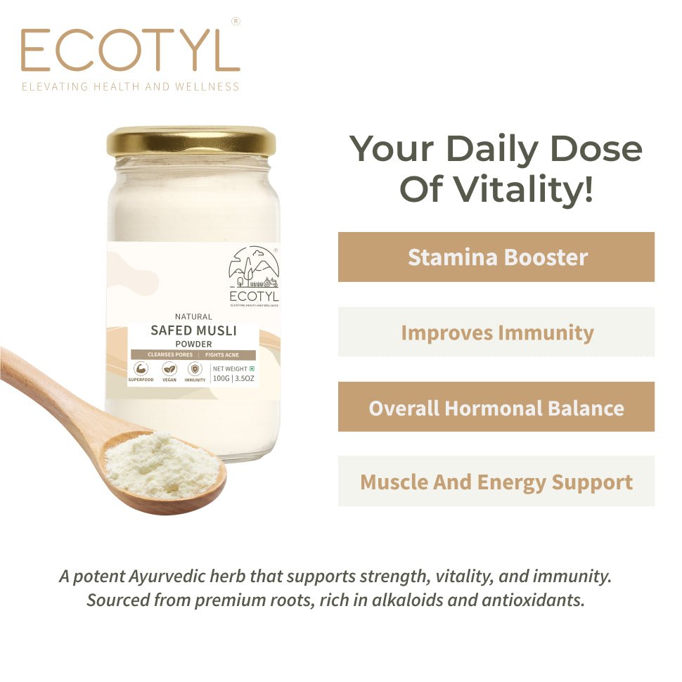 Ecotyl Safed Musli Powder | Boosts Stamina & Immunity | Ayurvedic Herb | 100g - Suspire