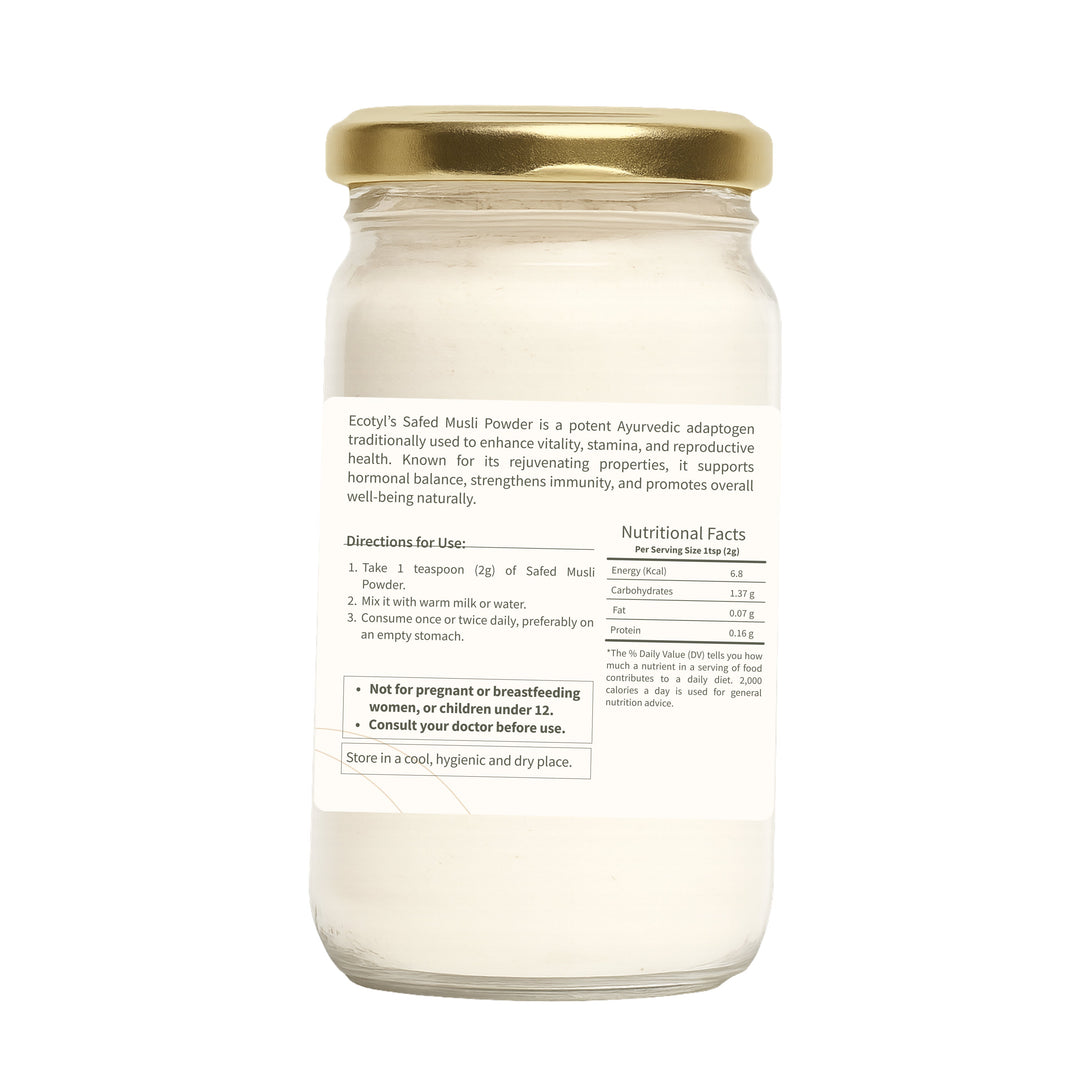 Ecotyl Safed Musli Powder | Boosts Stamina & Immunity | Ayurvedic Herb | 100g - Suspire