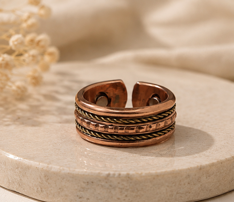 Bamboology Trends Adjustable Copper Magnetic Elite Ring for Men & Women | Pure Copper Ring with Magnets | Ayurvedic Wellness Ring